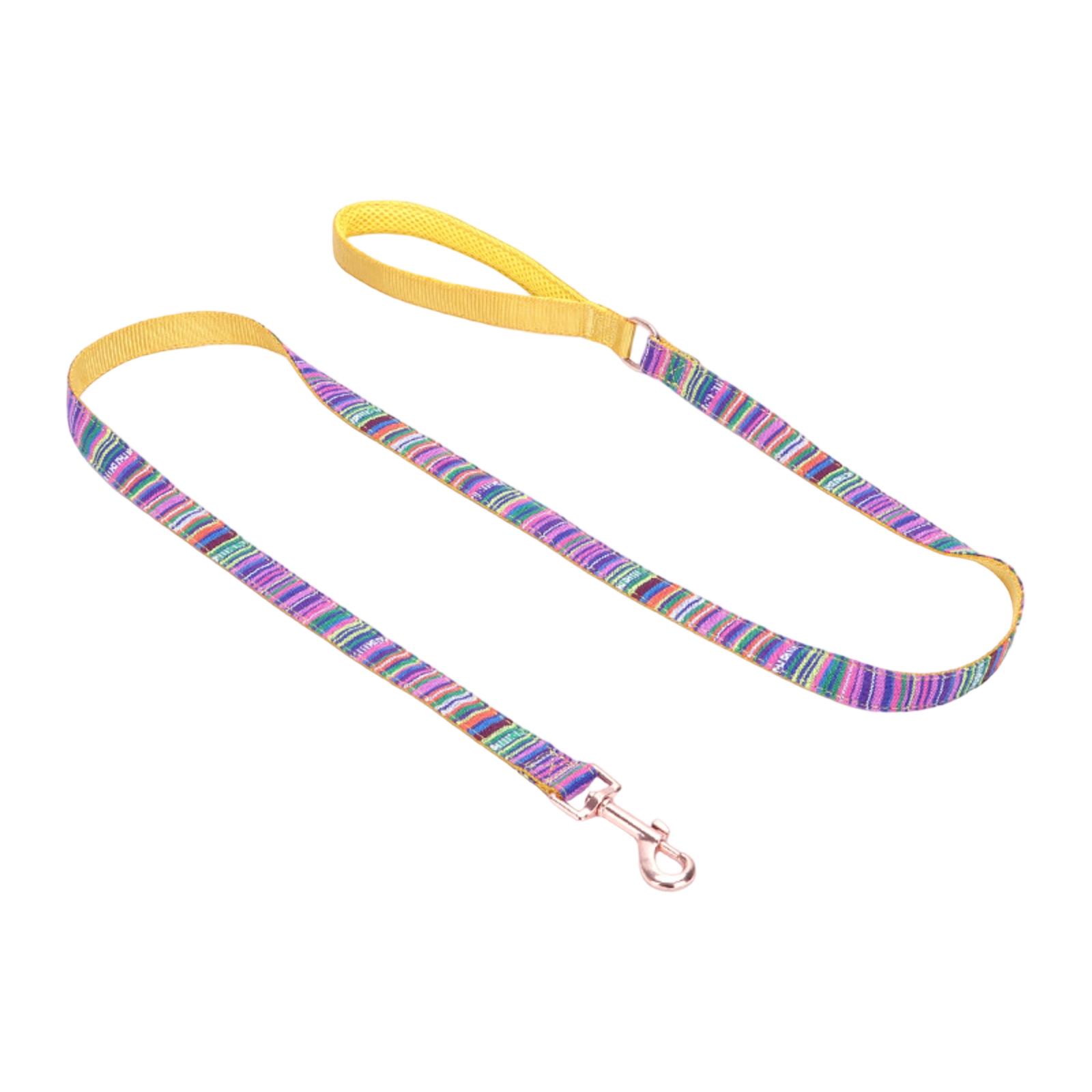 

Набір нашийника та повідця для собаки, Богемний смугастий та клітчастий повідець, Етнічний повідець для домашніх тварин. One Size жовтий