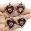 Gothic Punk Wild Rose Heart Pendant & Blood-Red Eye Drip Earrings Necklace Set