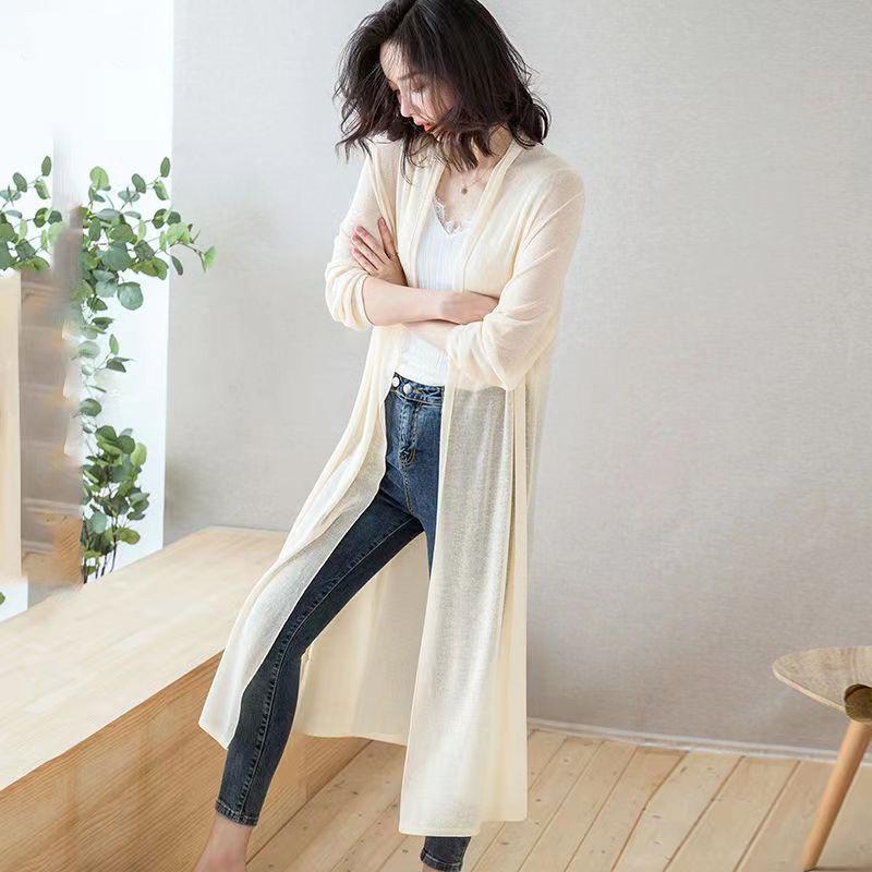 

Женский кардиган средней длины из ледяного шелка с защитой от солнца, рукавами три четверти, летняя шаль, легкая верхняя одежда, куртка для кондиционирования воздуха свободного кроя XL