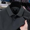 New Pure Cotton Men's High-End Polo Shirt - Short Sleeve, Lapel, Solid Color, Casual Summer T-Shirt