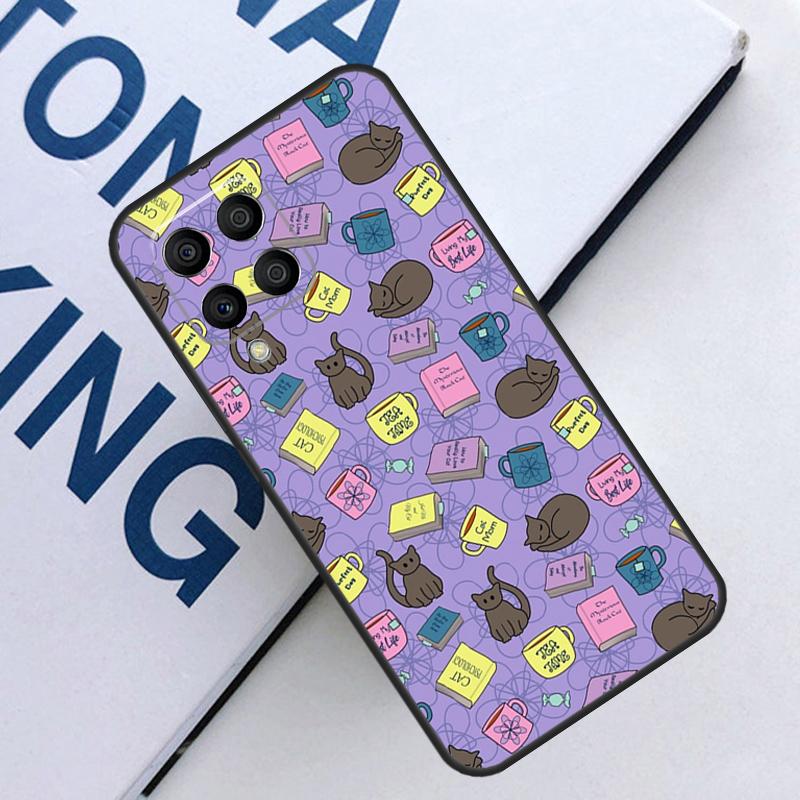 Flowery Books and Tea For Samsung Galaxy M14 M34 M54 M31 M13 M33 M12 M32 M52 M11 M21 M35 M53 M55 M15 M06 M16 Case Samsung M34 5G