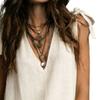 Top da Donna Scollo a V Senza Maniche Dettaglio Laccetto Tunica Bohemien con Laccio Colore Unico Tessuto Morbido Camicetta Casual