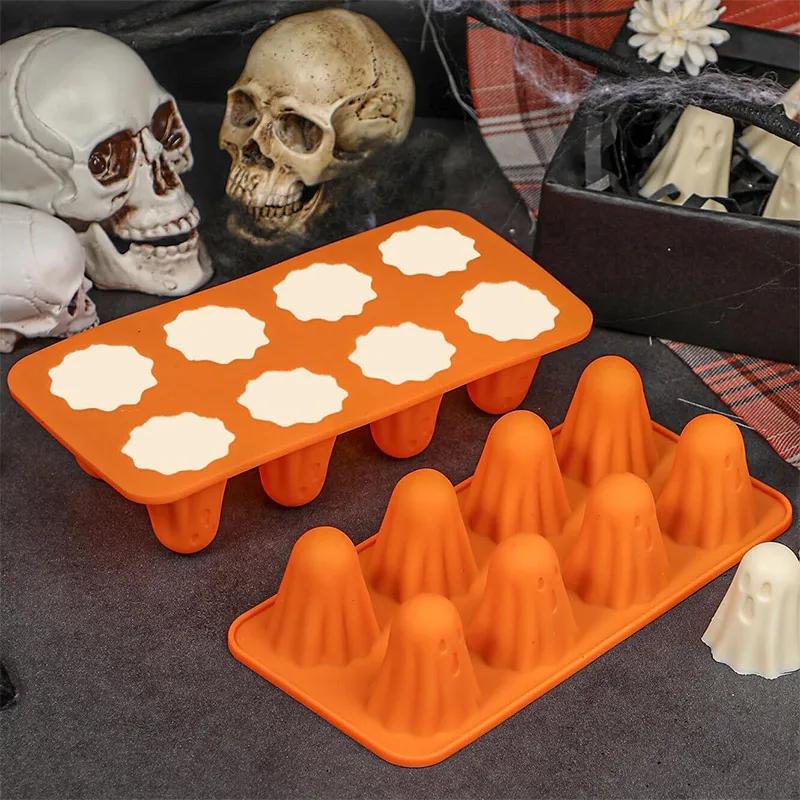 Halloween Ghost Jello Silicone Mold Spooky Baking For Cake Chocolate Candy Flexible Easy Release Halloween Kitchen Accessories