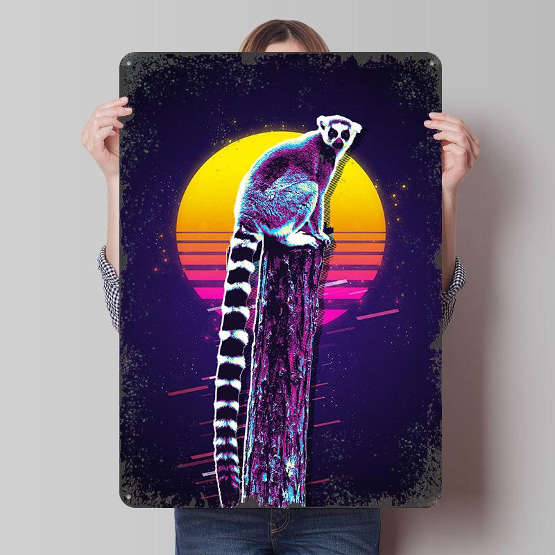 

Lemur in Retro Style Poster Customized Wall Art Vintage Metal Signs Retro Tin Plaque for Man Cave Modern Home Decoration Luxury 7.9x11.8In(20x30cm)