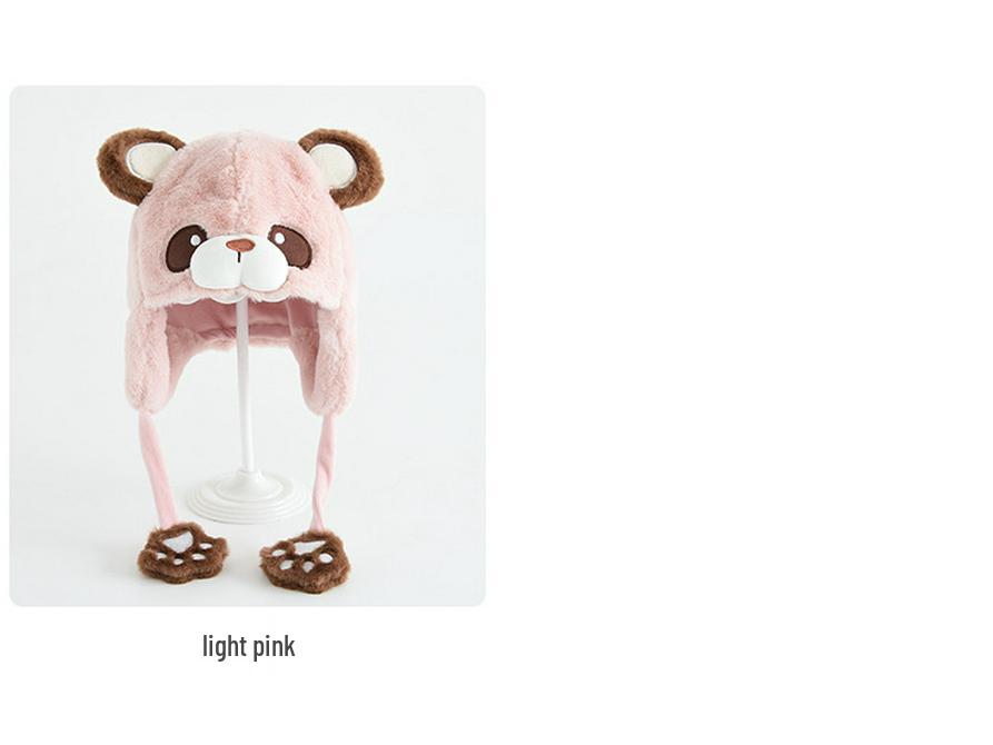 Kids' Warm Plush Hat with 3D Ears - Thick, Windproof, Ear-Protective Pullover for Autumn and Winter
