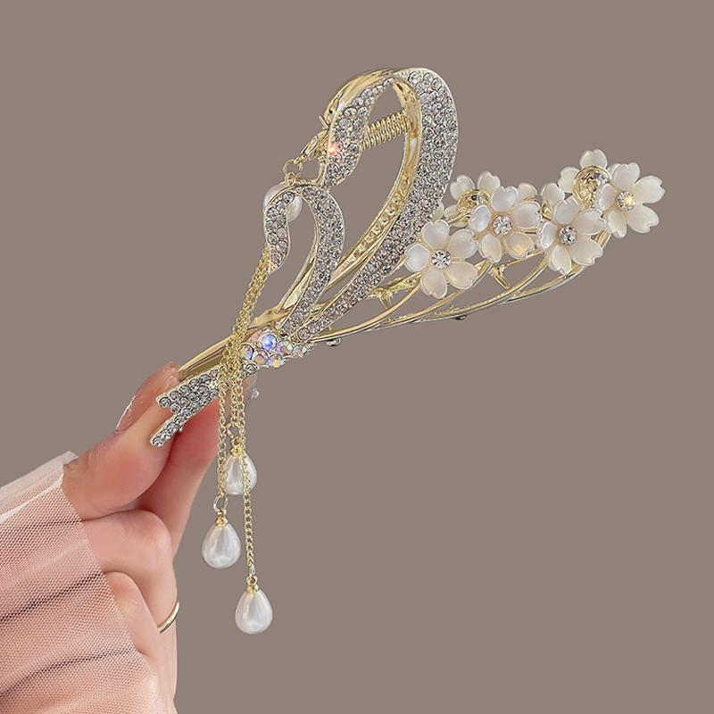 New Alloy Women Rhinestones Hair Claw Hair Clips Fashion Flower Butterfly Tassel Ponytail Clip Headdress Hair Accessories