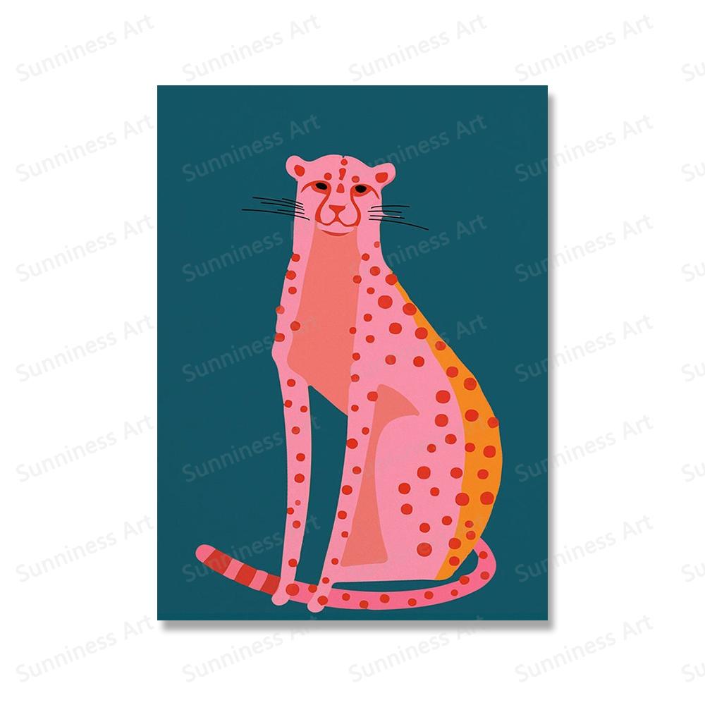 

Бохо Абстрактные Животные Плакат Точка Мультфильм Гепард Кошка Настенная Живопись Холст Картины Модные Принты Настенные Картины Гостиная Домашний Декор 21x30cm No Framed красный