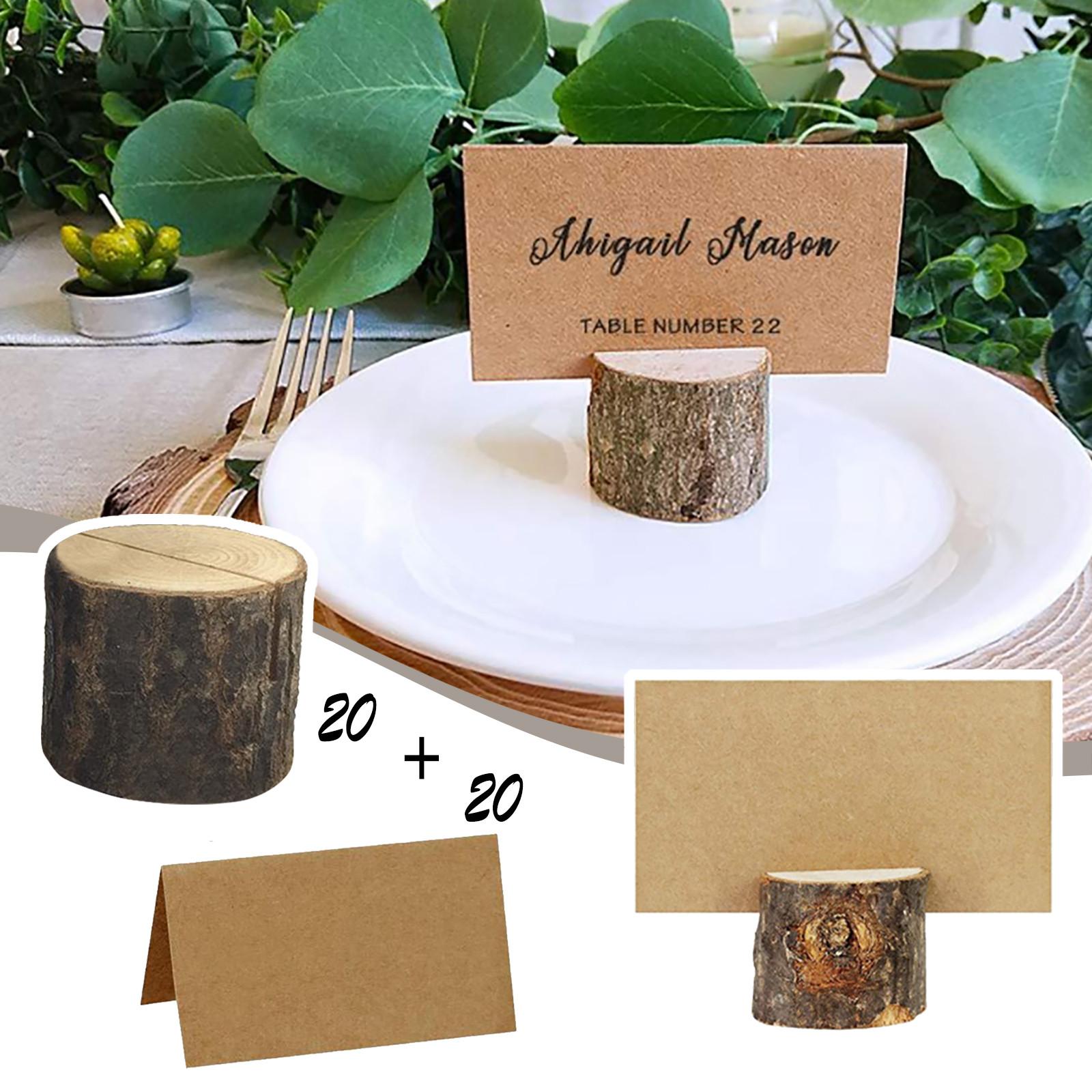 

Place Card Holder Rustic Real Wood With Wooden Bar Photo Stand Place Name Memo Card Holder