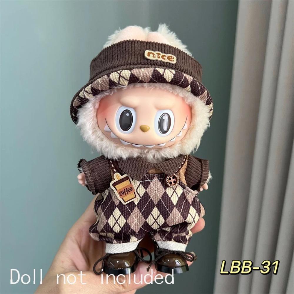 Only Clothes For 15-17CM Labubu Mini Accessories Clothes Clothing Dolls Set Sitting Party Scarf Hat Bag Cute Decoration Gift