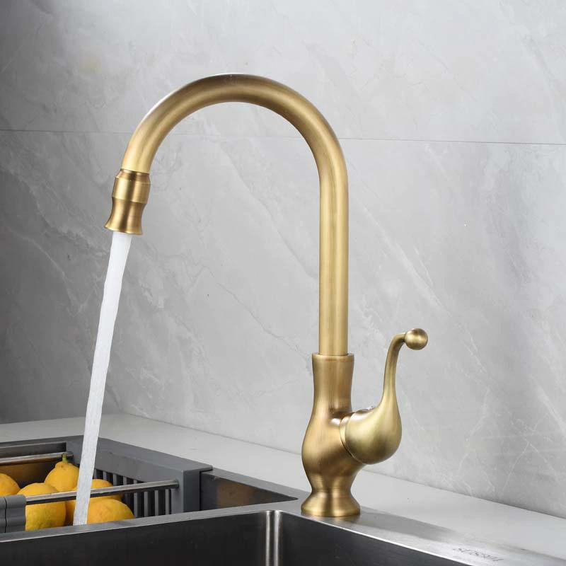 

Tuqiu Antique Bronze Kitchen Faucet Gold Brass Sink Faucet Mixer Tap 360 degree rotation torneira cozinha mixer taps Kitchen Tap