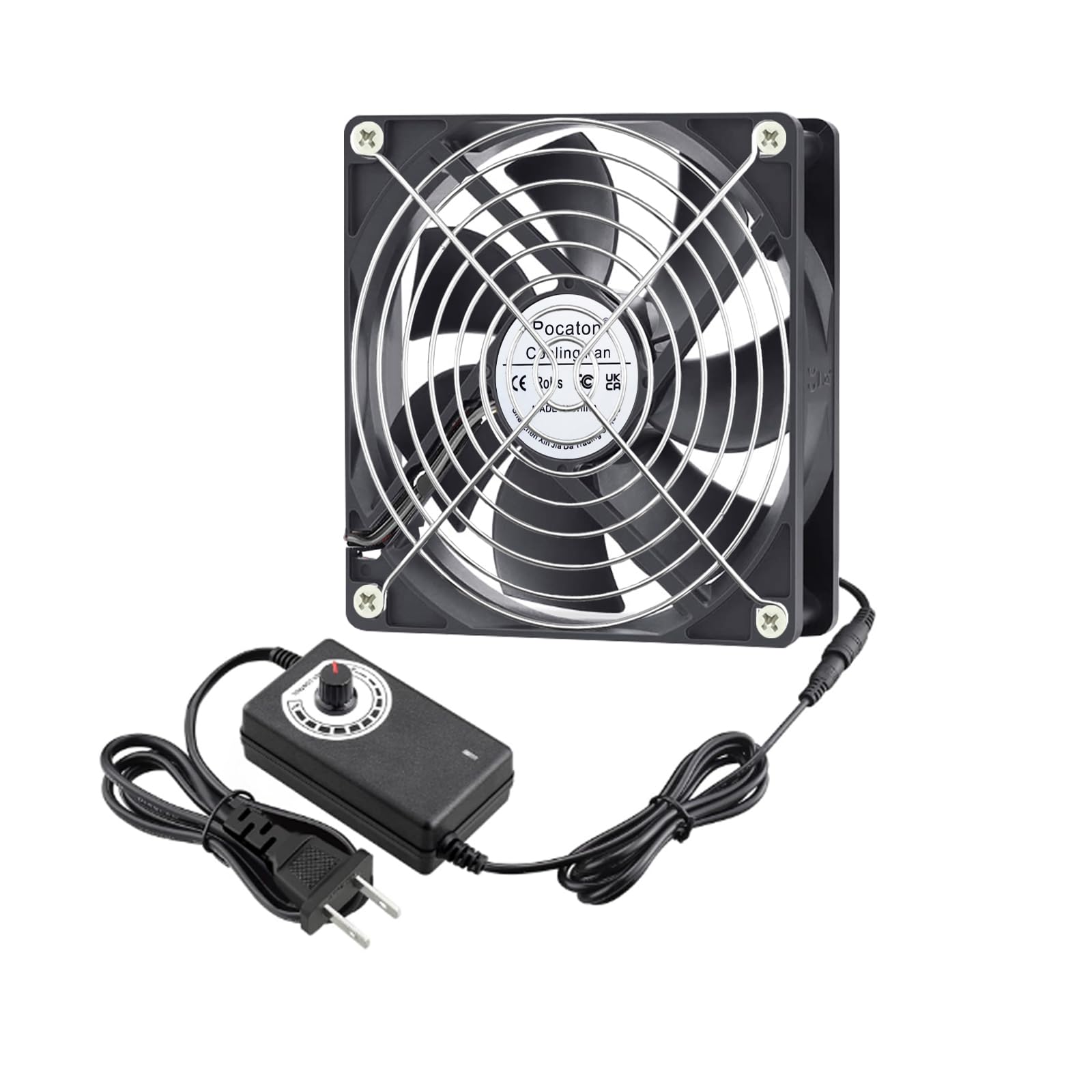 

Pocaton 120mm 120mm x 25mm DC 12V Cooling AC with Speed for Receiver Amplifier DVR Playstation Component Cooling Greenhouse Car Camping Ventilation