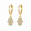Rhinestone Zircon Peach Heart Cross Dangle Earrings In Ins Style