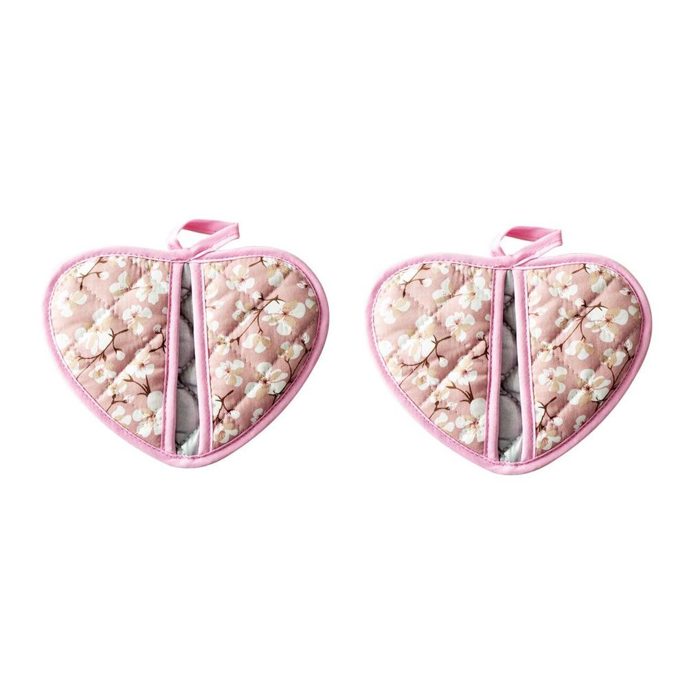

1 Pair Hot Resistant Heart-shaped Hand Clip Scald-proof Insulation Pad Oven Mitts BBQ рожевий