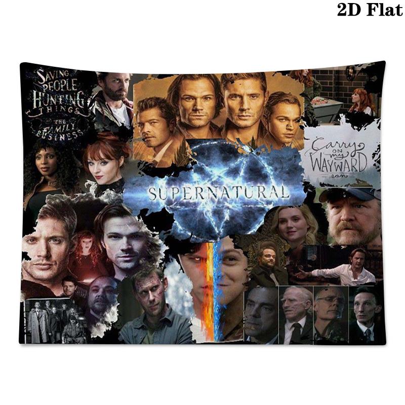 Supernatural Hunting Brothers Wall Tapestry Aesthetic Wall Hanging Printed Fabric Blanket Decorative Tapestries for Bedroom Living Room Home Decor