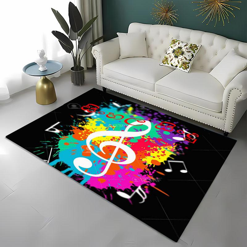 3D Beautiful Music Notes Area Rug Large,Carpet Rug for Living Room Bedroom Sofa Kitchen Decoration,Kid Play Non-slip Floor Mat
