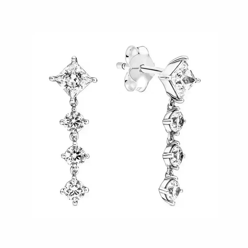 925 Silver Heart Earrings Exquisite Shiny Circular Light Luxury Jewelry Perfect Festive Gifts for Her