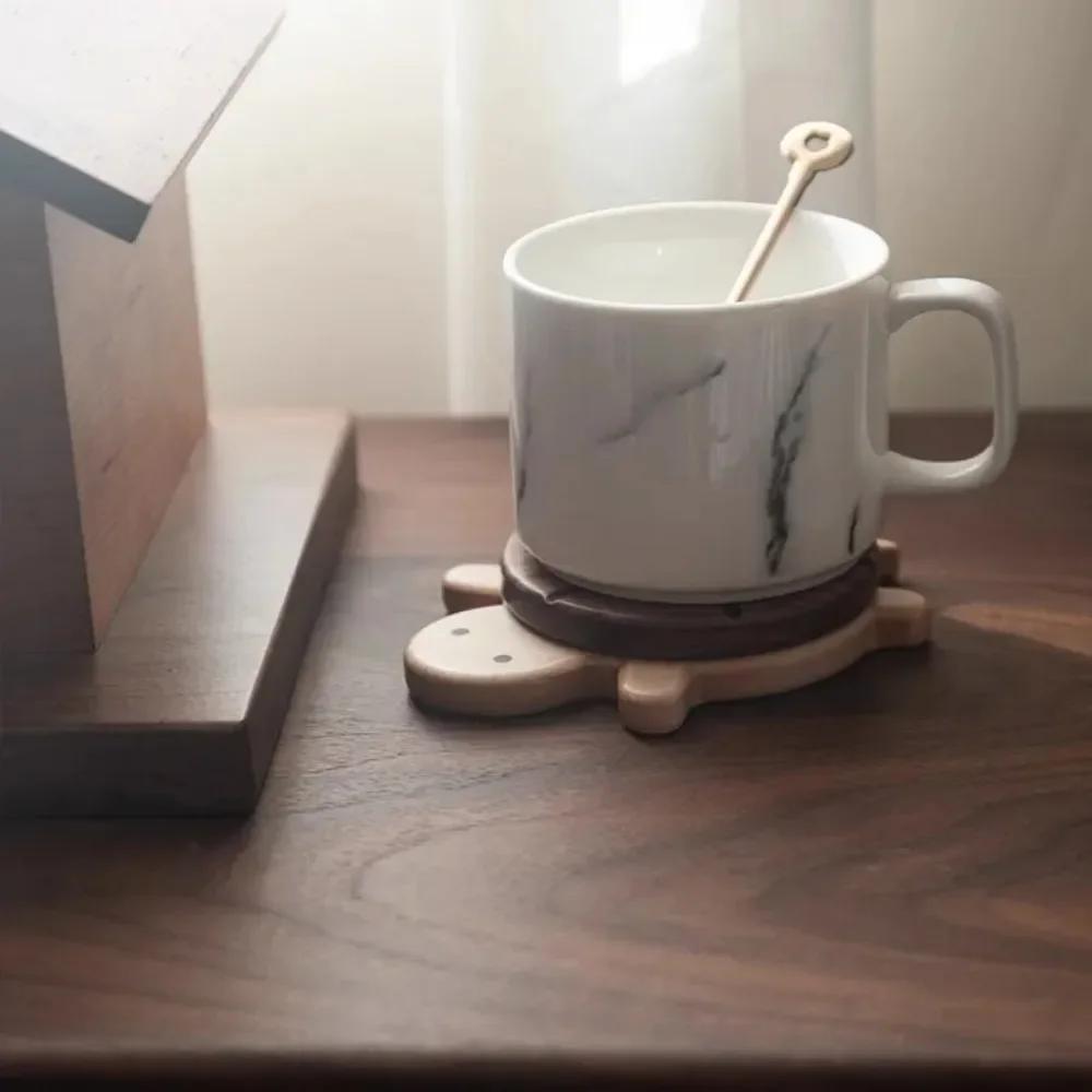 Wooden Turtle Shape Heat Insulation Pad Tea Cups Mugs Table Protection Coaster Decorative Hot Drink Mat Kitchen Dining Accessory