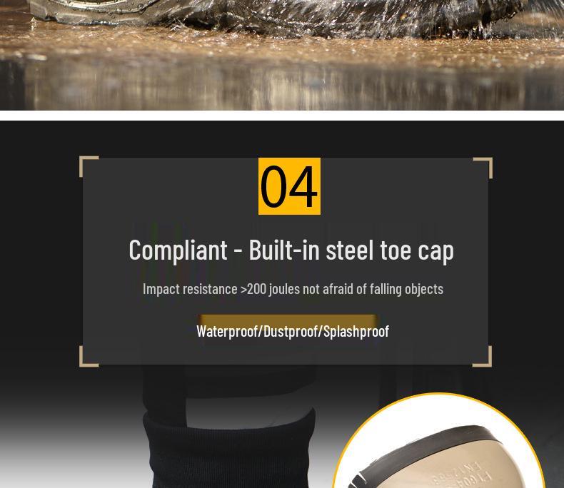 Men's Waterproof Non-Slip Safety Work Shoes: Durable, Anti-Smash, Anti-Puncture, Comfortable