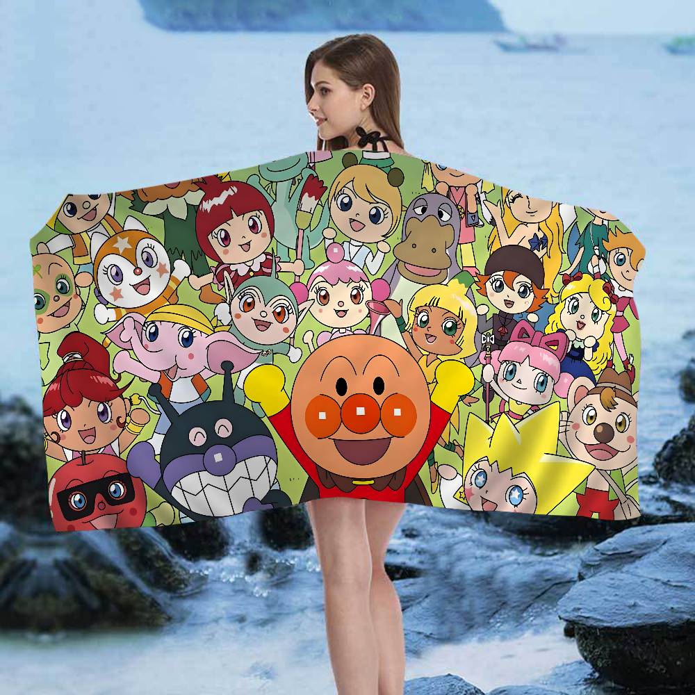 Classic Children Anime A-Anpanman Microfiber Blanket Quick Drying Beach Towels Oversized Printing Super Absorbent Pool Towel