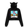 Icrimax Cat Ear Hoodie Women Long Sleeve Cropped Sweatshirts Female Casual Streetwear Crop Tops