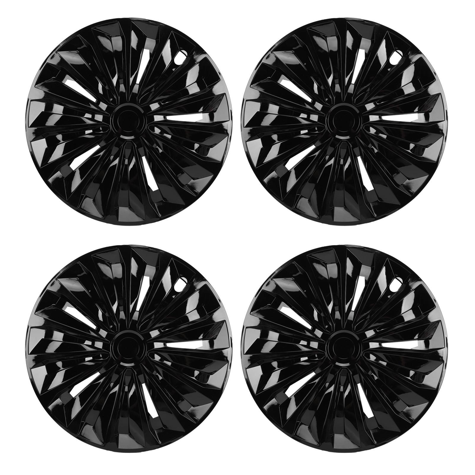 

4PCS Hubcap Wheel Covers 14 Inch Clip On Mounting Stylish Design Universal for R14 Car Tires Black