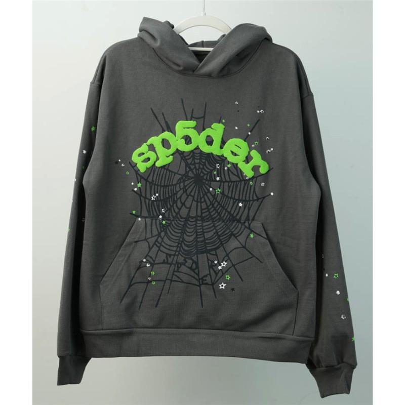 Mens Oversized Hooded Sweatshirt With Spiderweb Print Thick Fleece-Lined Cotton Pullover Casual Streetwear