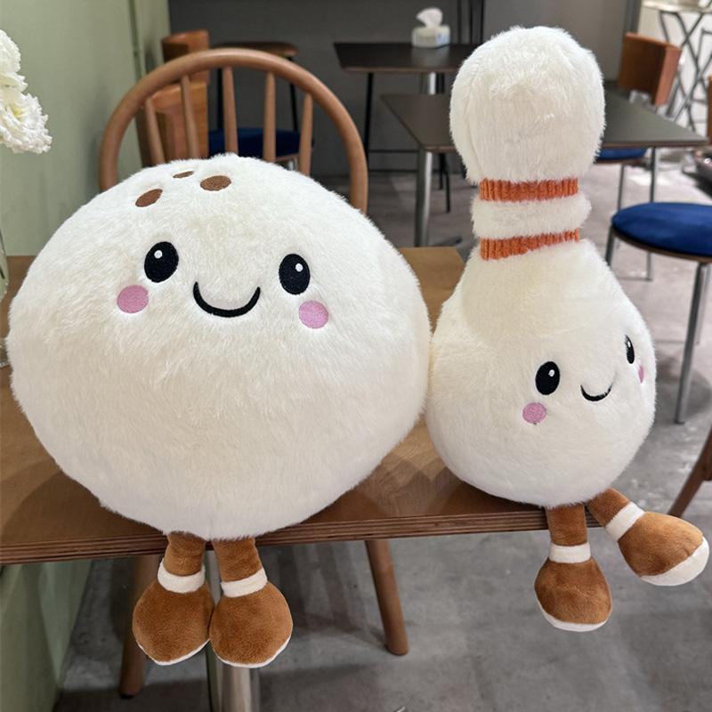Kawaii Plush Bowling Ball Toy Soft Skin-Friendly Simulated Bowling Pins Decorative Sleeping Companion Gift for Friends