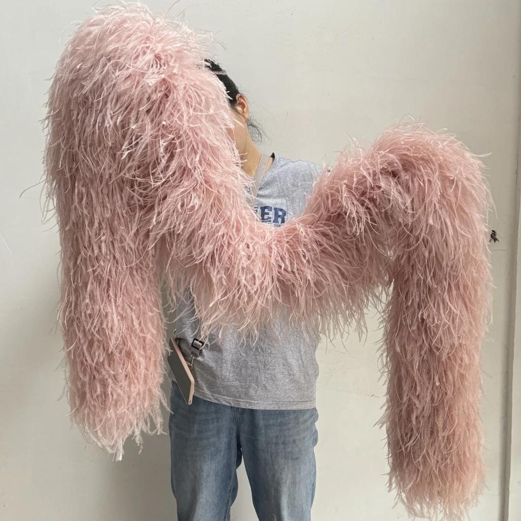 6/10 Layer Multicolor Ostrich Feather Boa 2Meters Fluffy Ostrich Plumes Shawl For Party Lady Dress Clothing Diy Decoration Scarf