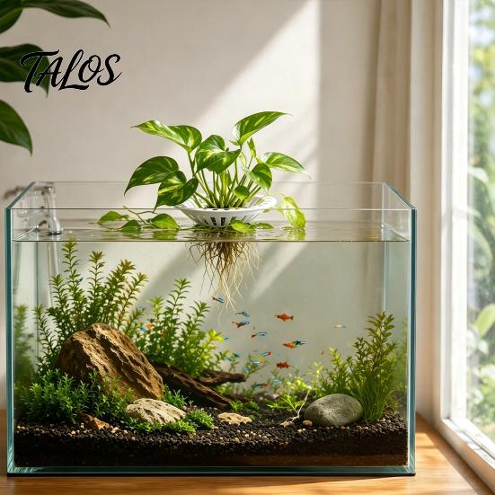 Safe Fish Tank Planting Accessory 3D Printed Floating Aquarium Plant Holder, Water Hydroponic Planter Basket, Aquatic Rooting Box Pot, Aquascape