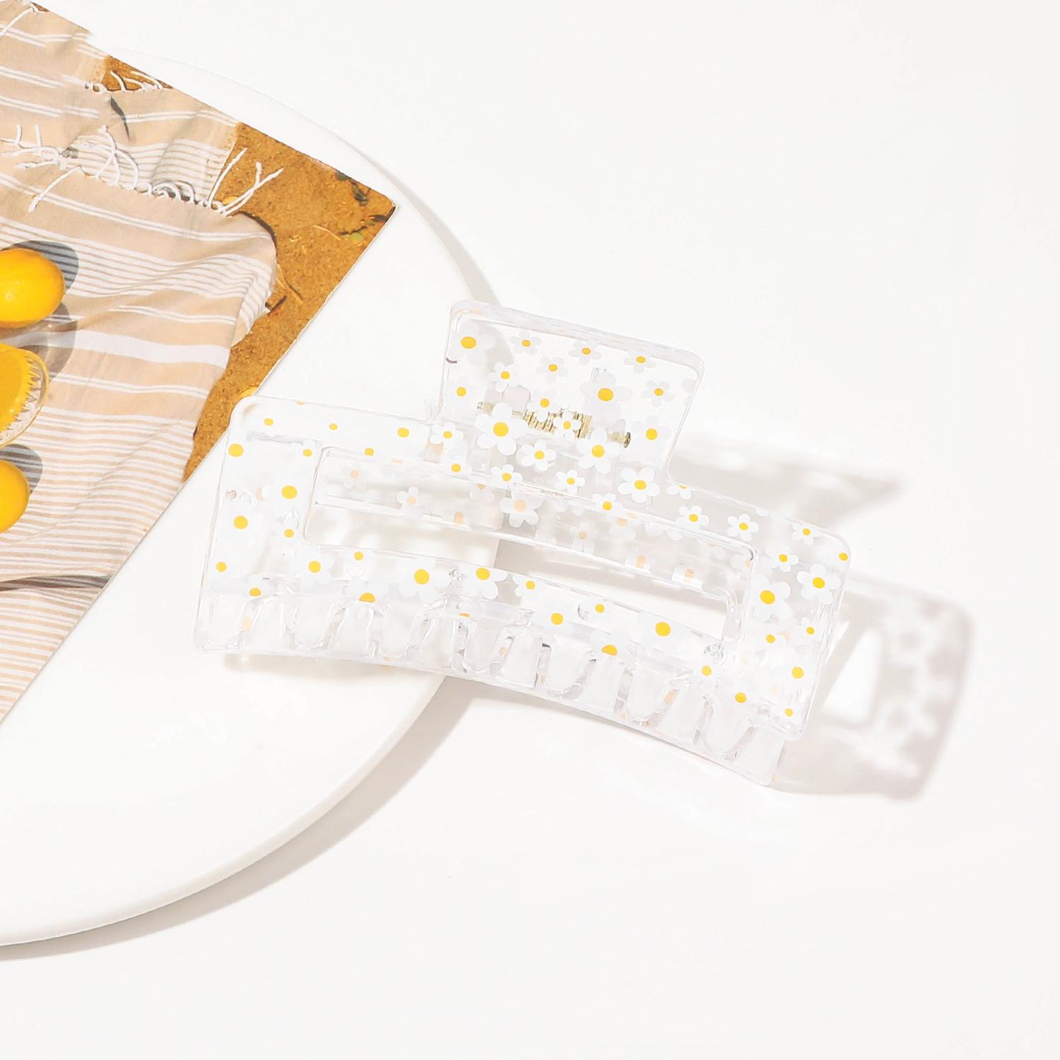 

New Korean Print Flower Hair Claw Crab Print Hairpin Plastic Women Hair Clip Clamps Large Size Hair Accessories Girl Halloween