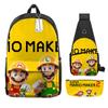 Animation Backpack, Super Mary Primary School Student Print Children'S Backpack Satchel Pencil Case Three-Piece Set