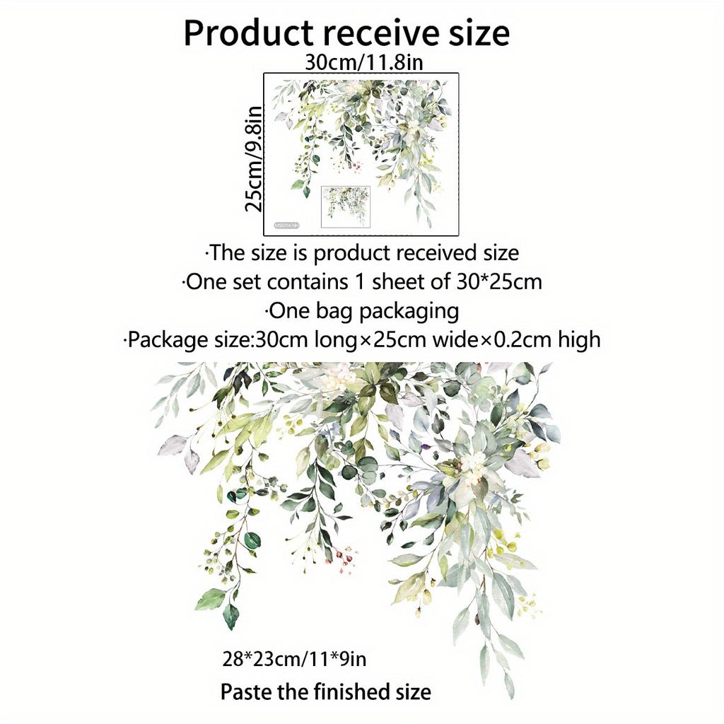 Fresh Floral Leaf Wall Sticker 1pc, Self-Adhesive Toilet Bathroom Decor, Funny Art Decal for Bathroom Wall