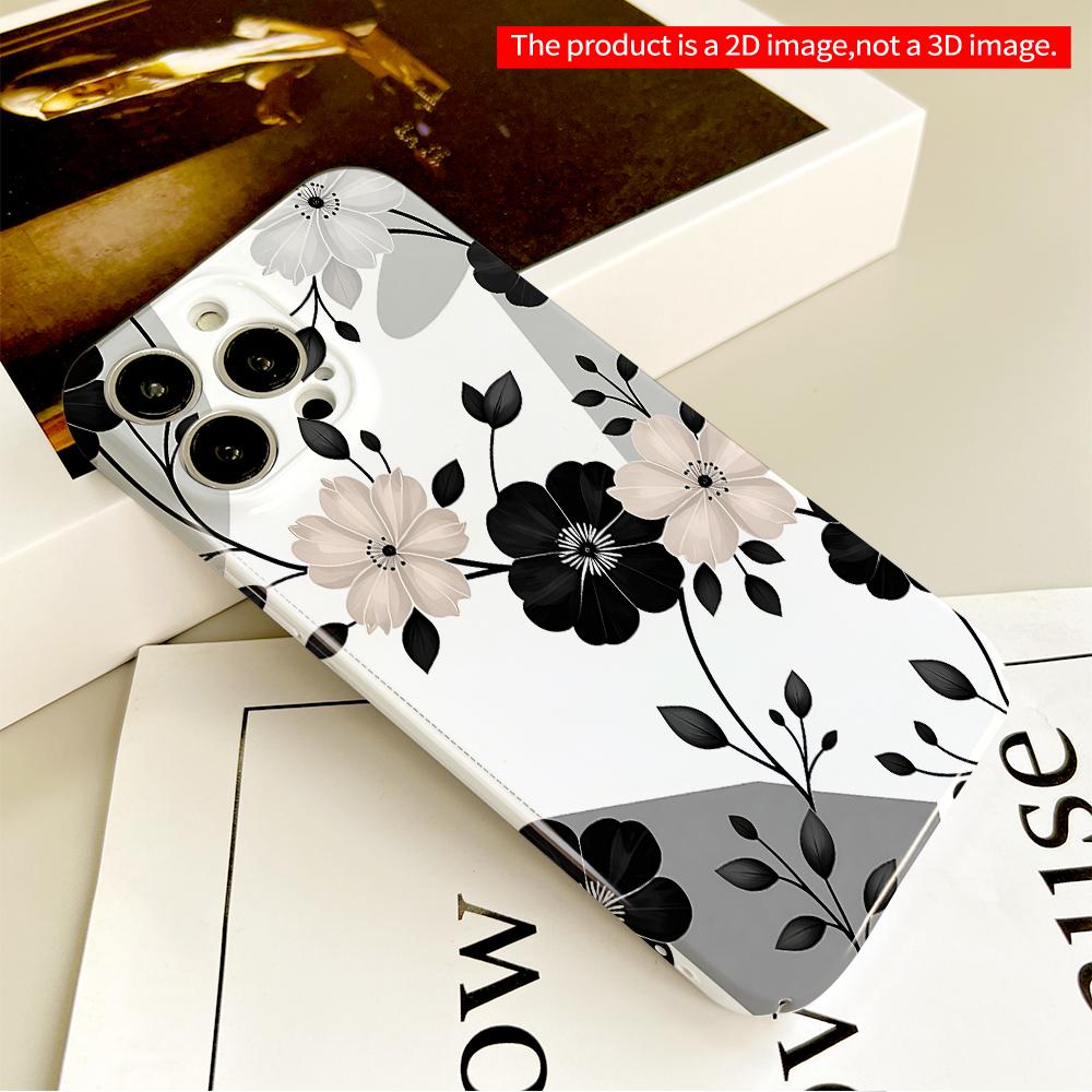 Black & White Floral Elegance Phone Case All inclusive film hard phone case, compatible with iPhone 18 Pro Max 17 16 15 14 13 12 11