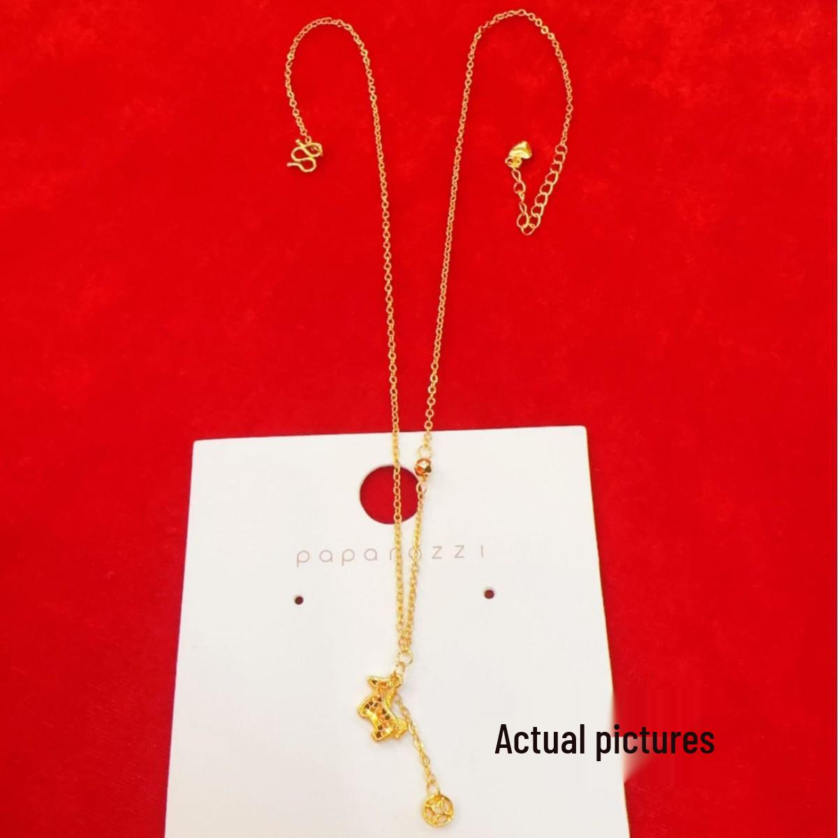 

Flashing Ice Necklace: Gold Zodiac Horse Pendant on Copper Chain - Perfect 520 Gift