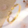 Luxury Floral Stainless Steel Bracelet for Women, High-End Mother-of-Pearl Five-Leaf Flower Bangle, European and American Fashion Jewelry