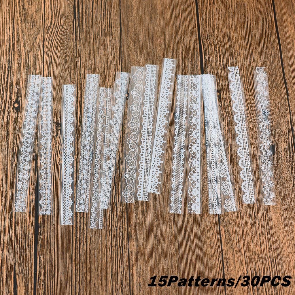 30PCS White Lace Stationery Stickers Decorative Phone Case Cute DIY Stickers for Diary Girls Art Craft Scrapbooking Card