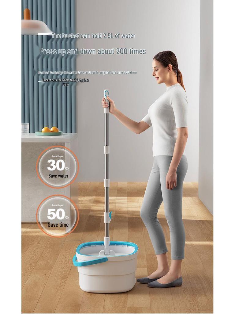 New Generation Dual-Bucket Spin Mop - Effortless Clean & Dirty Water Separation, Hands-Free Operation