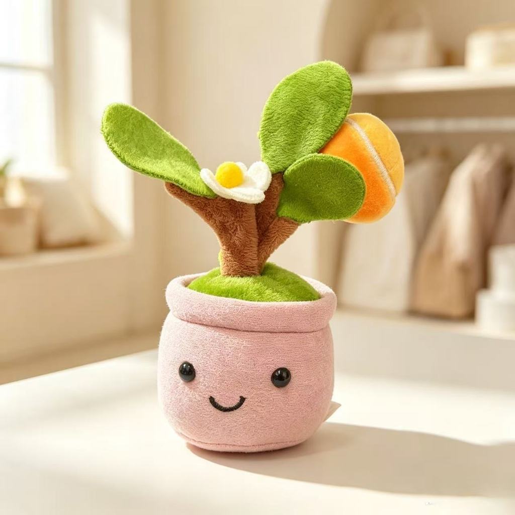 Cute Plush Fruit Plant Pot Ornament Keychain With Strawberry And Orange For Gift And Decoration