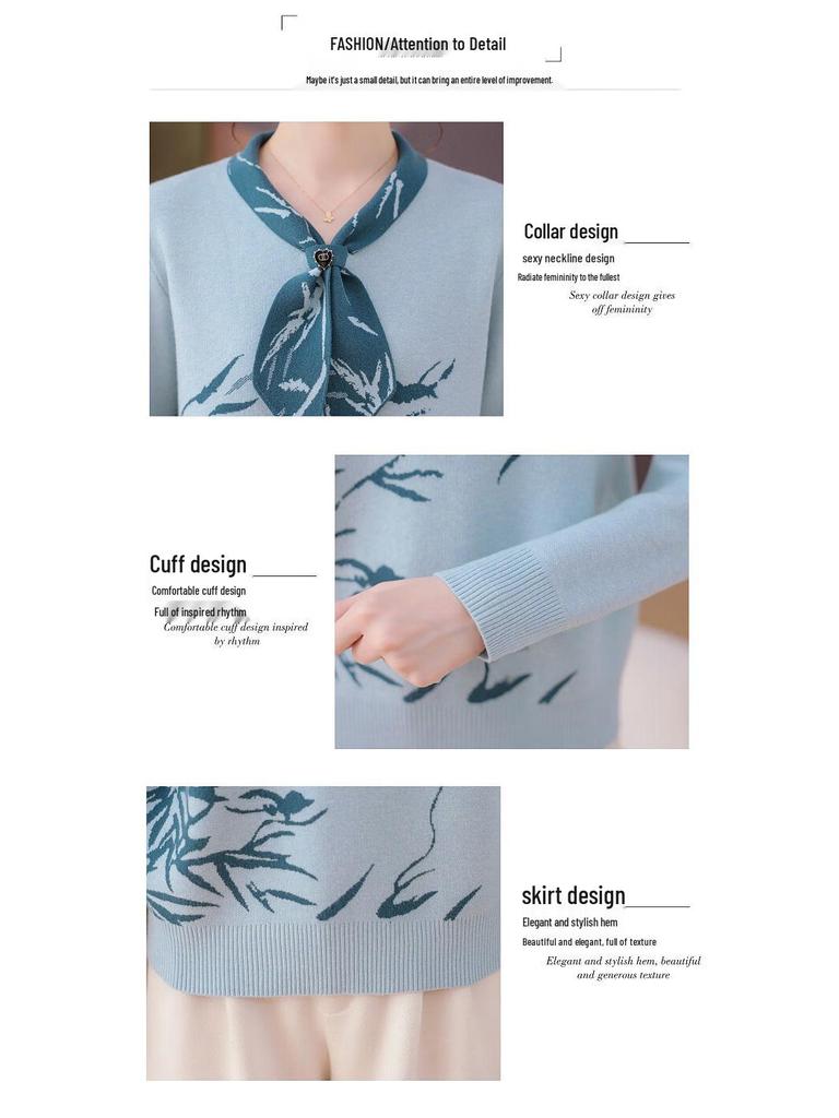 YUZHAOLIN Women's Mid-Aged Knitted Sweater