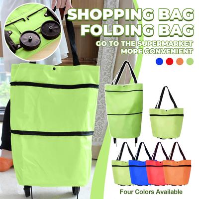 Foldable Shopping Bag Trolley Oxford Cart Wheel Handbag Eco-Friendly Reusabl