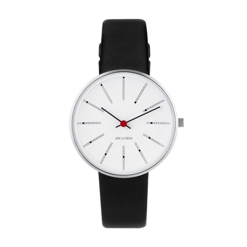 

ARNE JACOBSEN watch 34mm nordic design Daily life waterproof (Quiet design without second hand) BANKERS 53101-1601 white black leather