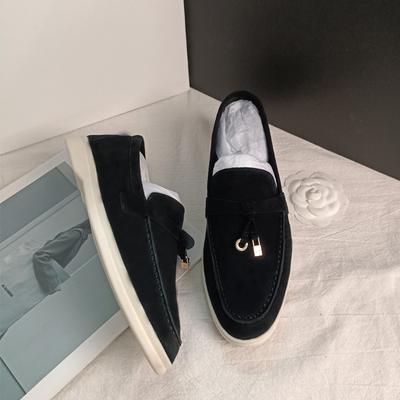 Leather Loafers Women's Spring and Autumn Flat-bottomed British Style LP Comfortable Pedal Lazy Shoes Casual Single Shoes
