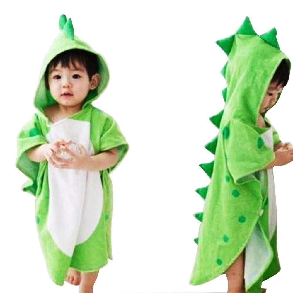 Baby Towel, Dinosaur Hooded Towel, Bath Towel, Kids Bathrobe (Green)