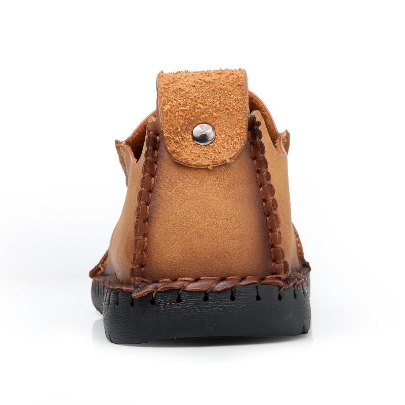 Fashion New Men's Vintage Genuine Leather Shoes Plus Size Lace-up Breathable Loafers Flats Driving Shoes