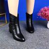 Winter new boots fleece thickened waterproof soft leather warm boots pointed high heel short boots flower