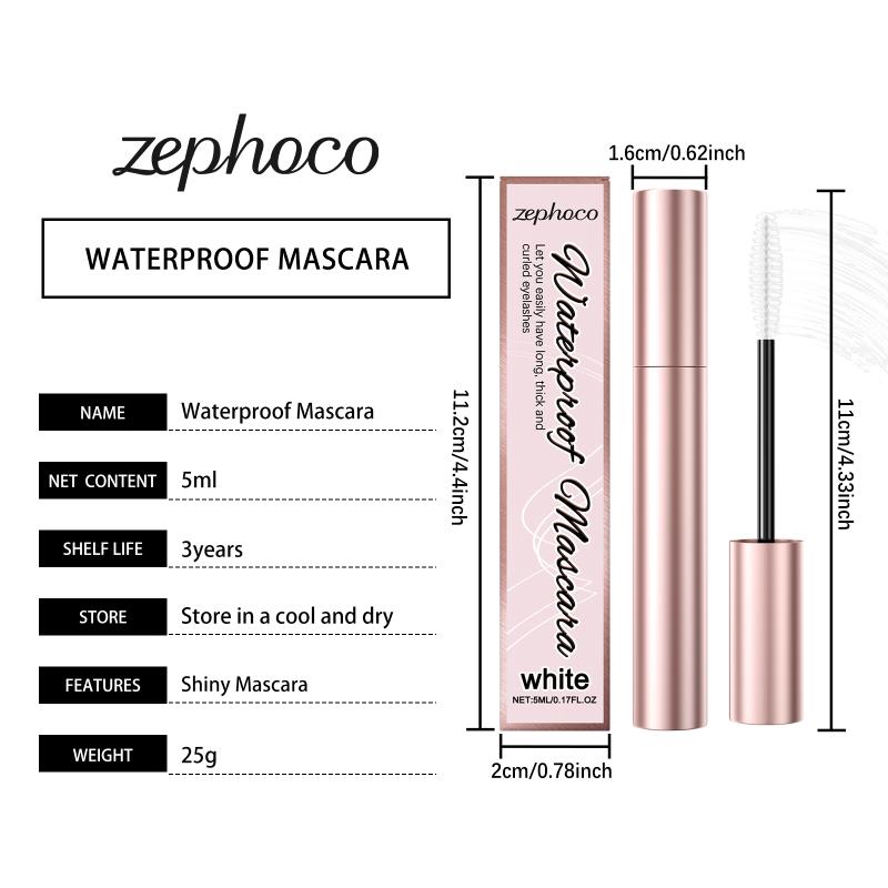 White Curling Mascara Waterproof Sweatproof Long-Lasting Non-smudge Natural Large Eye Makeup Brown Eyelashes Cosmetics Tools 5ml