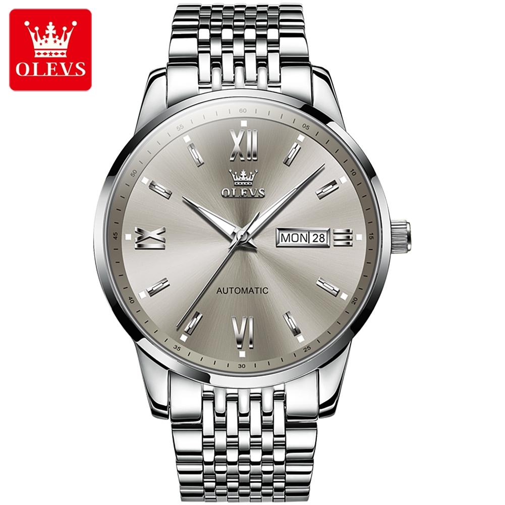 OLEVS 6777 Luxury Brand Custom Oem logo Fashion Classic Business Waterproof Stainless Steel Automatic Mechanical Watch for Man