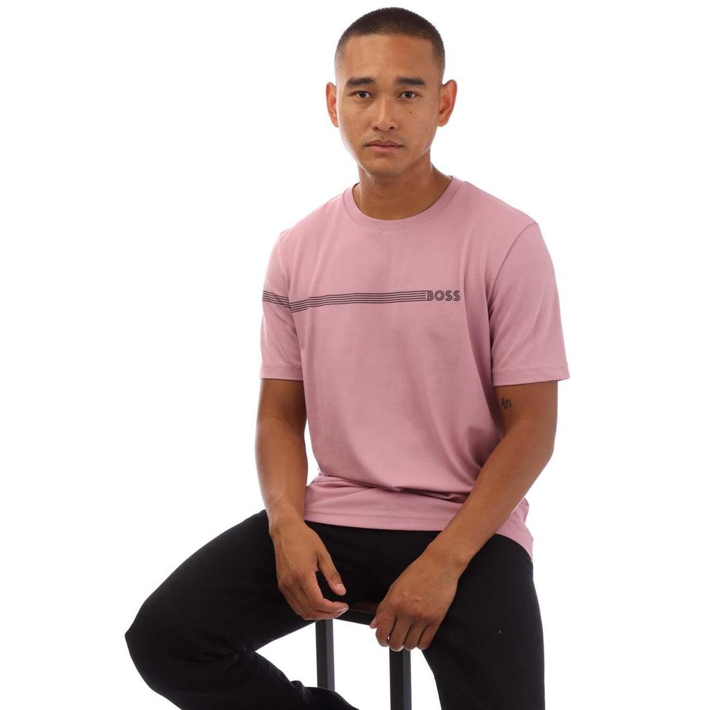 Boss Mens Stripe Logo T-Shirt