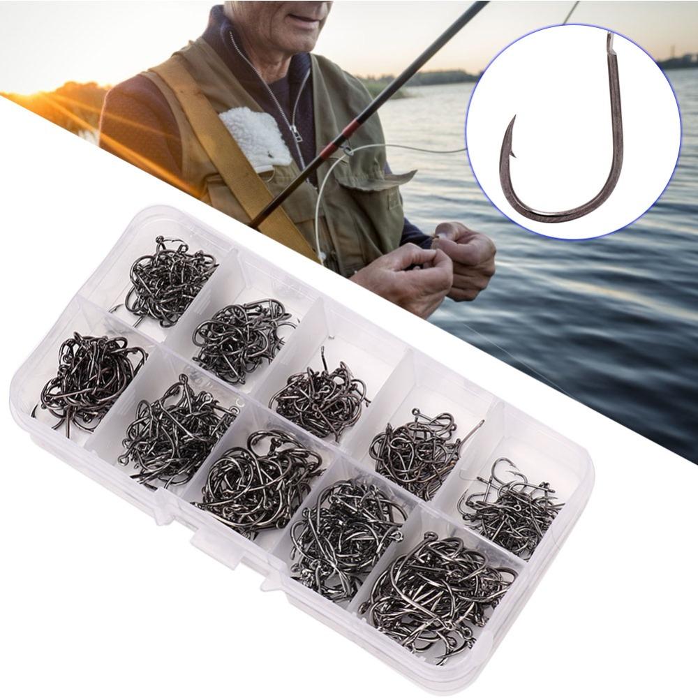 500PCS 3#-12# Barbed Fishing Hooks High Carbon Steel Fishing Hooks  Catfish Fishing