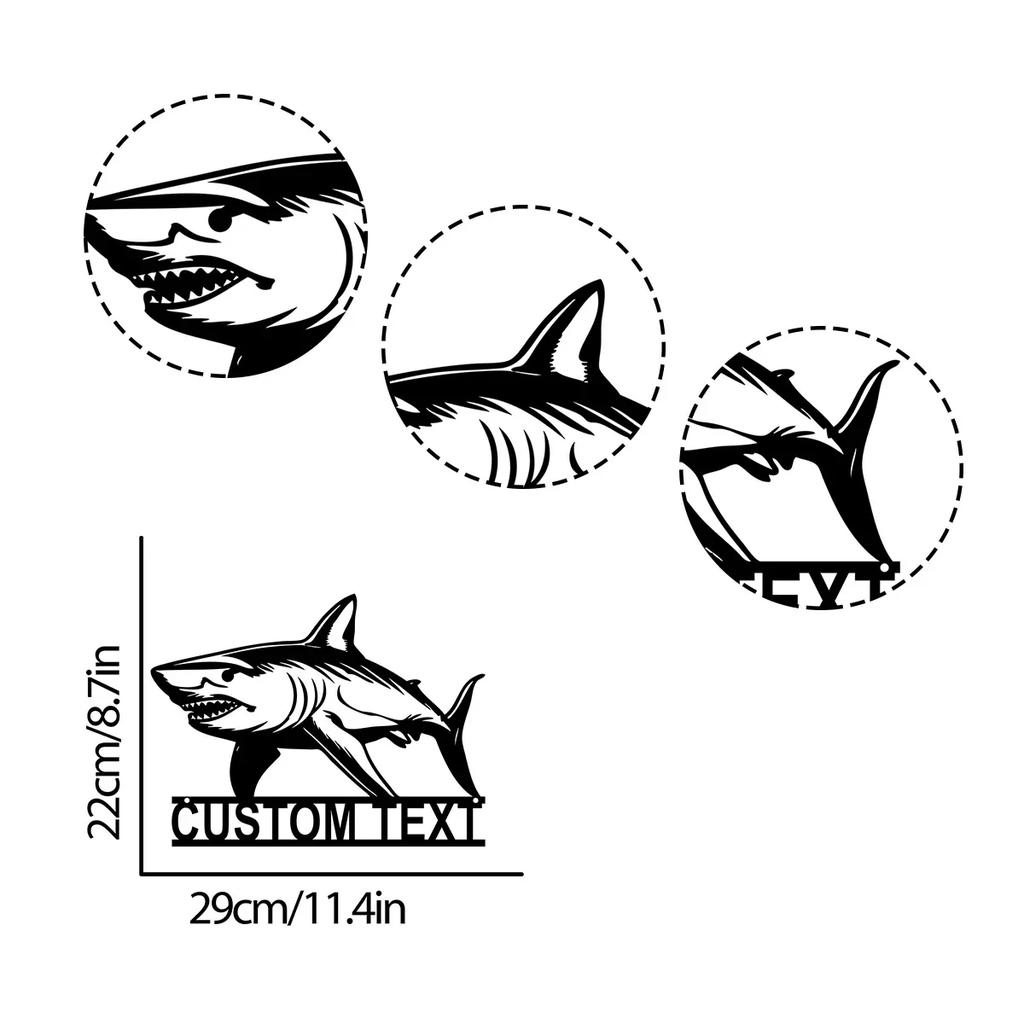 Great White Shark Metal Wall Art, Metal Shark Sign for Nursery, Ocean Animal Metal Decor, Jaws Metal Wall Hanging, Beach Theme Metal Art